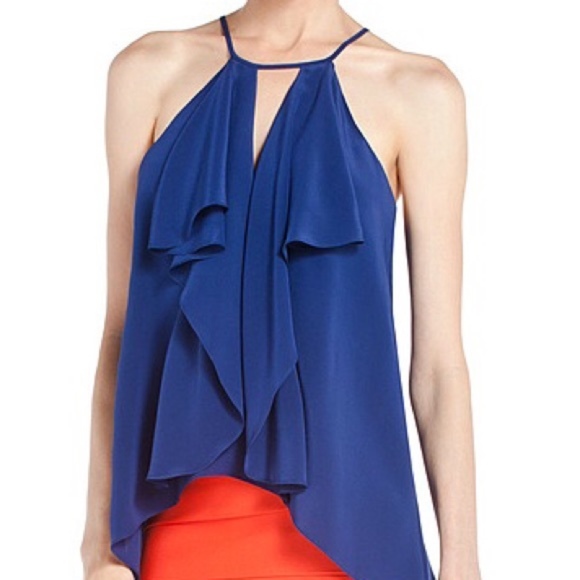 BCBGMaxAzria Tops - BCBG Claudia Cascade Ruffle Halter  Silk Tank  XS